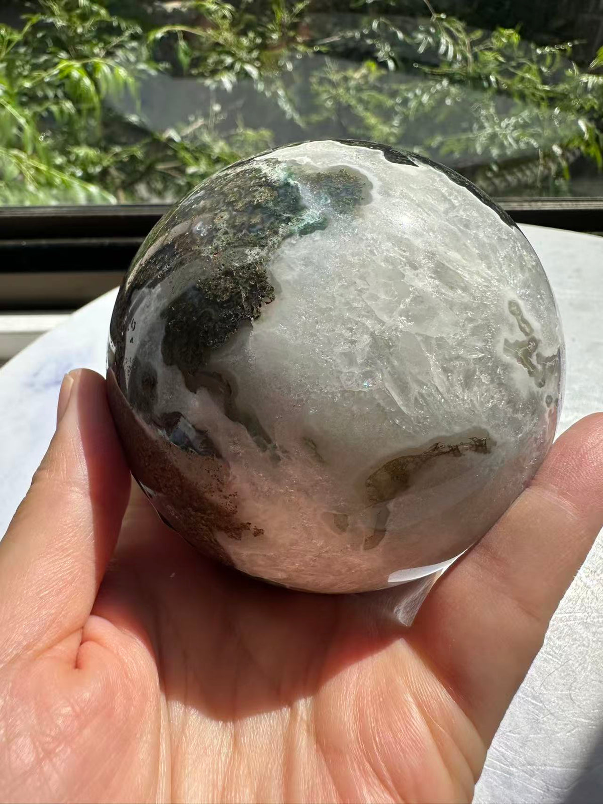 Moss Agate Sphere with Scenic Dendrites | 806g 7.8cm Exact Piece #9