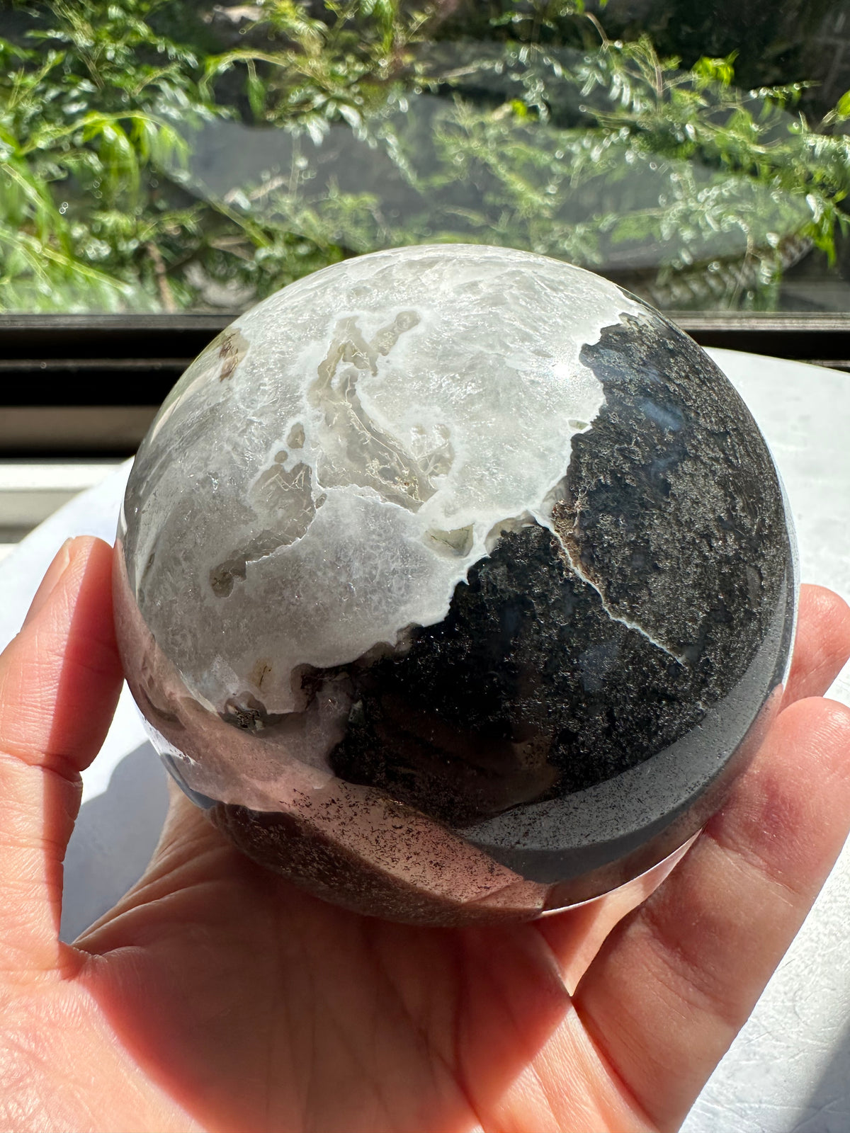Moss Agate Sphere with Scenic Dendrites | 806g 7.8cm Exact Piece #9