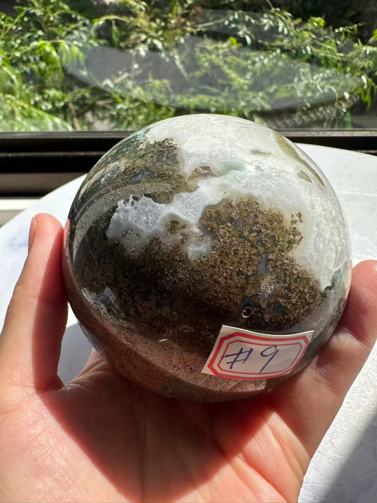 Moss Agate Sphere with Scenic Dendrites | 806g 7.8cm Exact Piece #9
