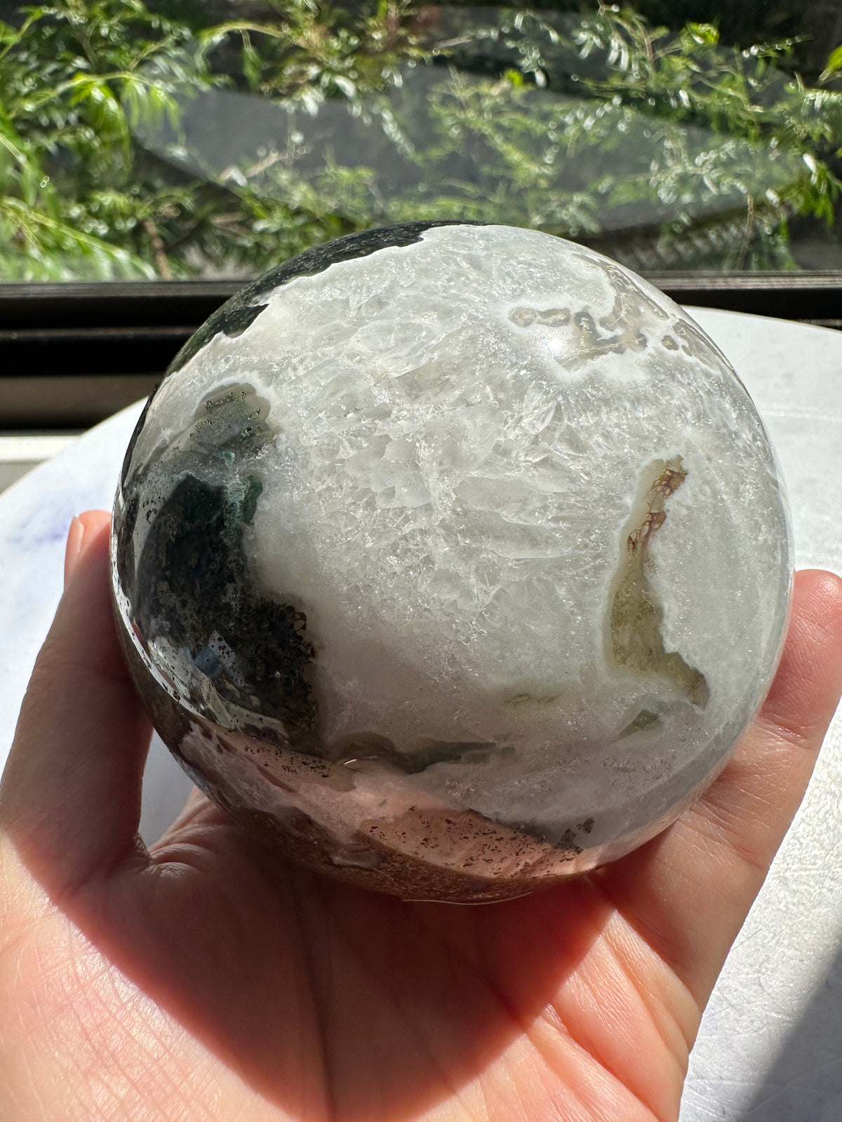 Moss Agate Sphere with Scenic Dendrites | 806g 7.8cm Exact Piece #9