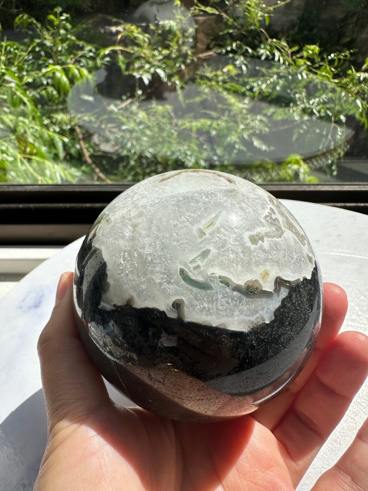 Moss Agate Sphere with Scenic Dendrites | 806g 7.8cm Exact Piece #9