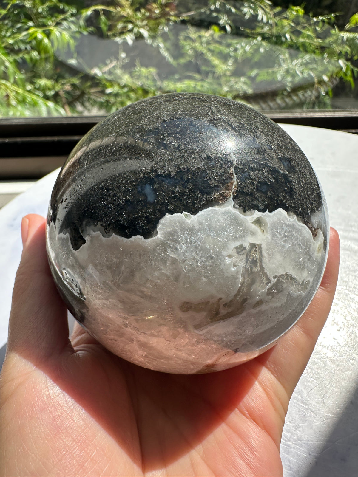Moss Agate Sphere with Scenic Dendrites | 806g 7.8cm Exact Piece #9