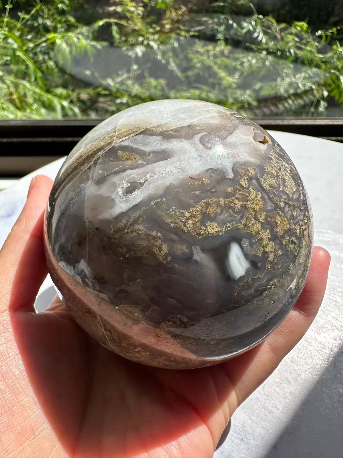 Moss Agate Sphere with Scenic Dendrites | 806g 7.8cm Exact Piece #9