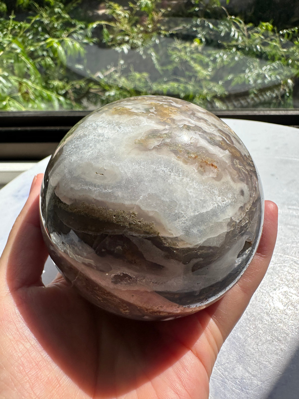 Moss Agate Sphere with Scenic Dendrites | 806g 7.8cm Exact Piece #9