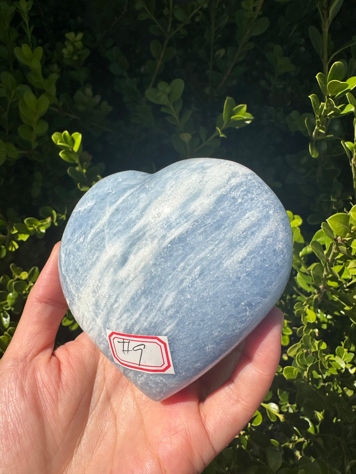 Blue Calcite Heart with Cloudy Blue Pattern | 484g 9.7cm Exact Piece #9