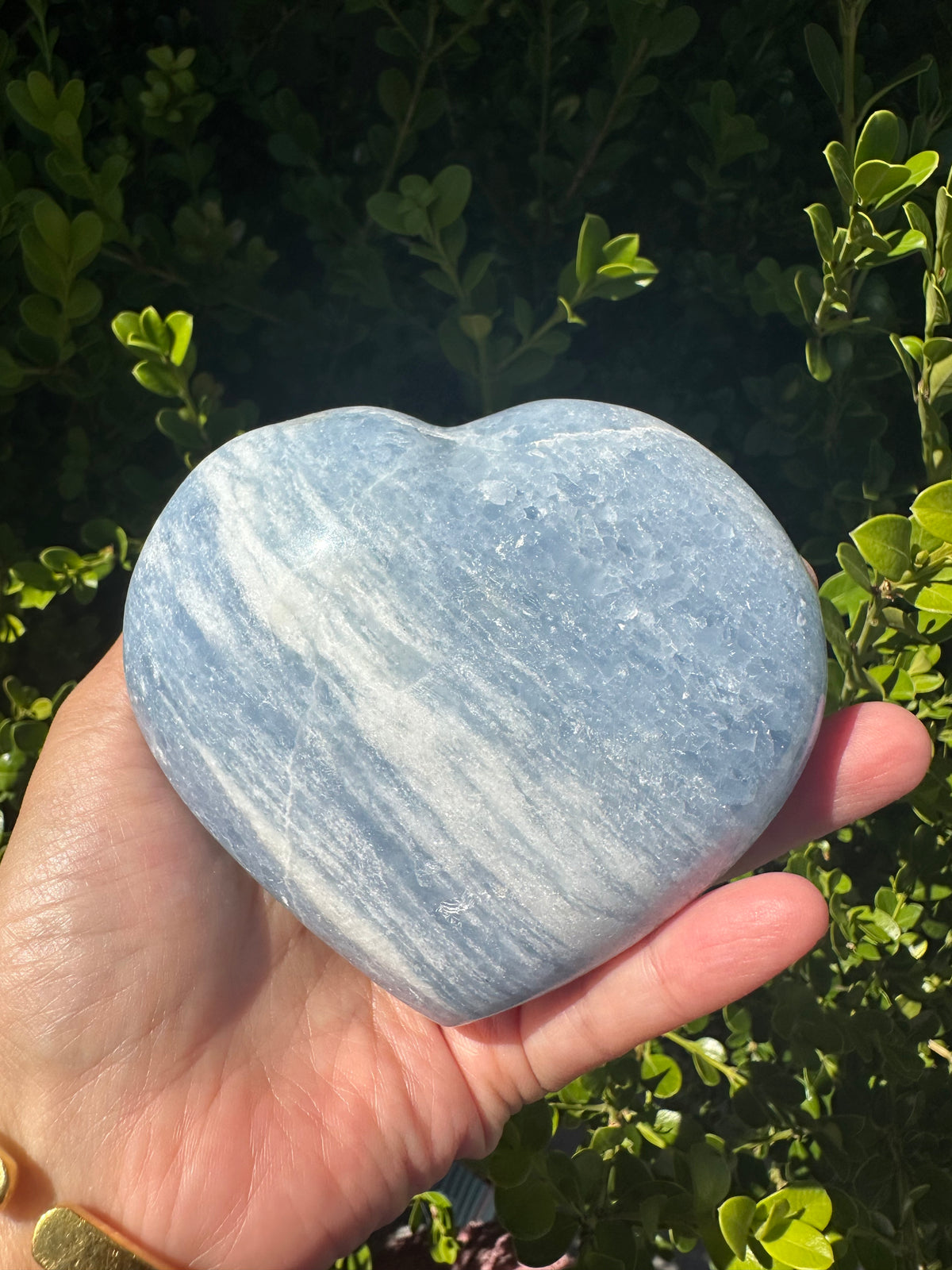 Blue Calcite Heart with Cloudy Blue Pattern | 484g 9.7cm Exact Piece #9