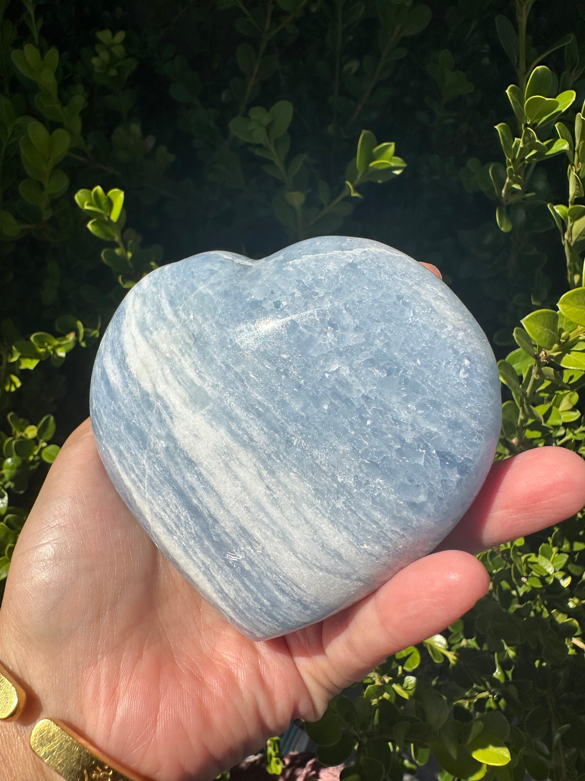 Blue Calcite Heart with Cloudy Blue Pattern | 484g 9.7cm Exact Piece #9