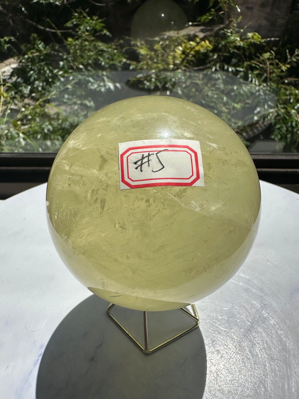 Brazilian Citrine Sphere with Golden Colour, Exact Piece #5 – rainbow close-up