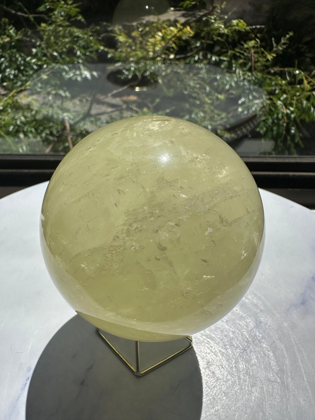 Brazilian Citrine Sphere with Golden Colour, Exact Piece #5 – natural inclusions detail