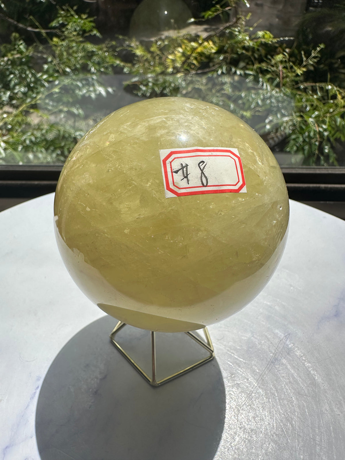 Brazilian Citrine Sphere with Golden Colour, Exact Piece #8 – polished surface detail