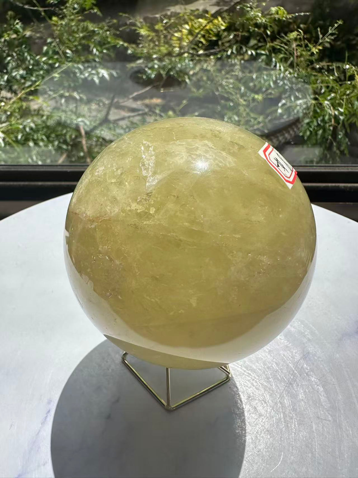 Brazilian Citrine Sphere with Golden Colour, Exact Piece #8 – natural inclusions detail