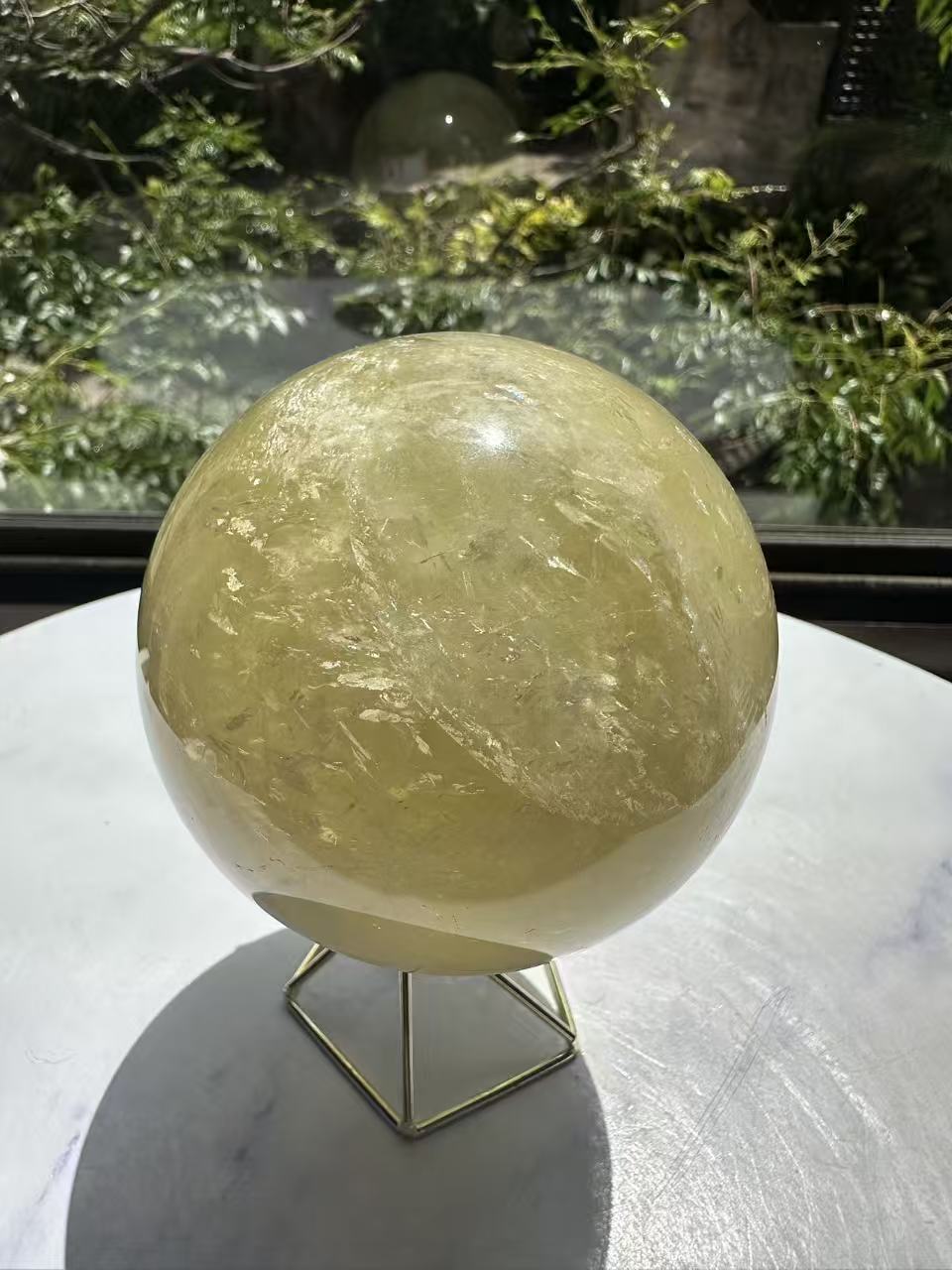 Brazilian Citrine Sphere with Golden Colour, Exact Piece #8 – front view