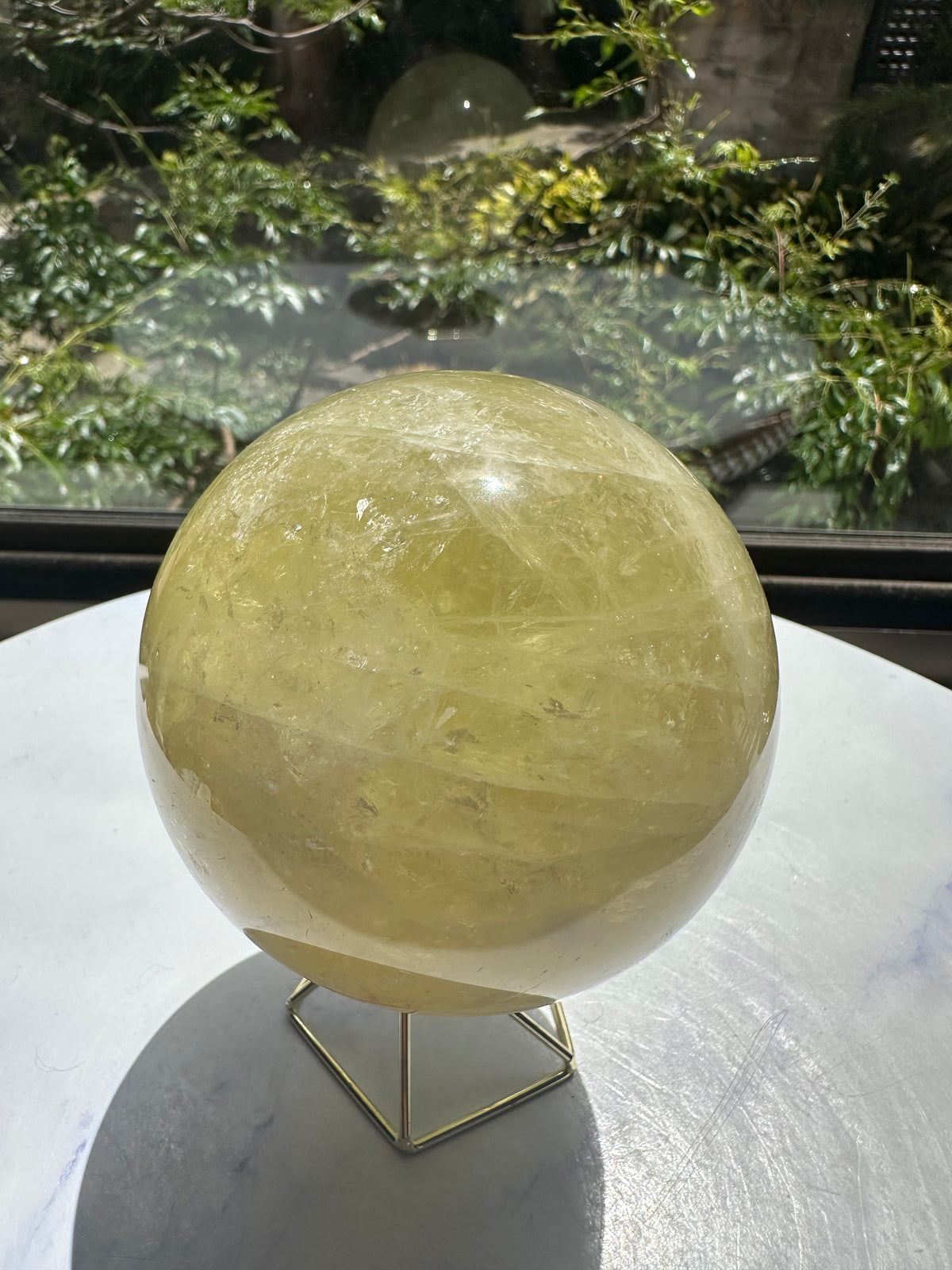Brazilian Citrine Sphere with Golden Colour, Exact Piece #8 – back view