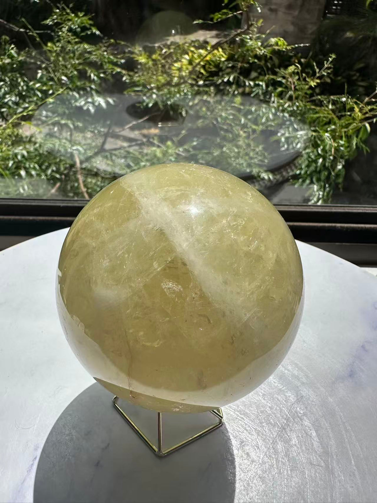 Brazilian Citrine Sphere with Golden Colour, Exact Piece #8 – top view