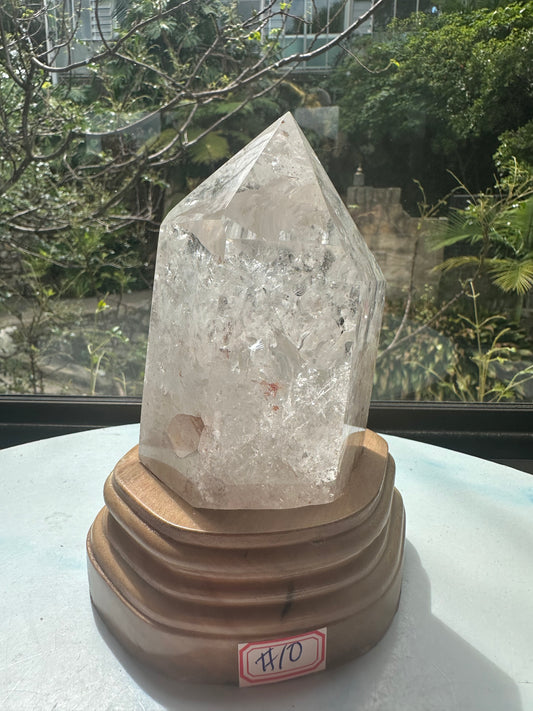 Rainbow Clear Quartz Tower with Custom Base (536g) - Exact Piece #10