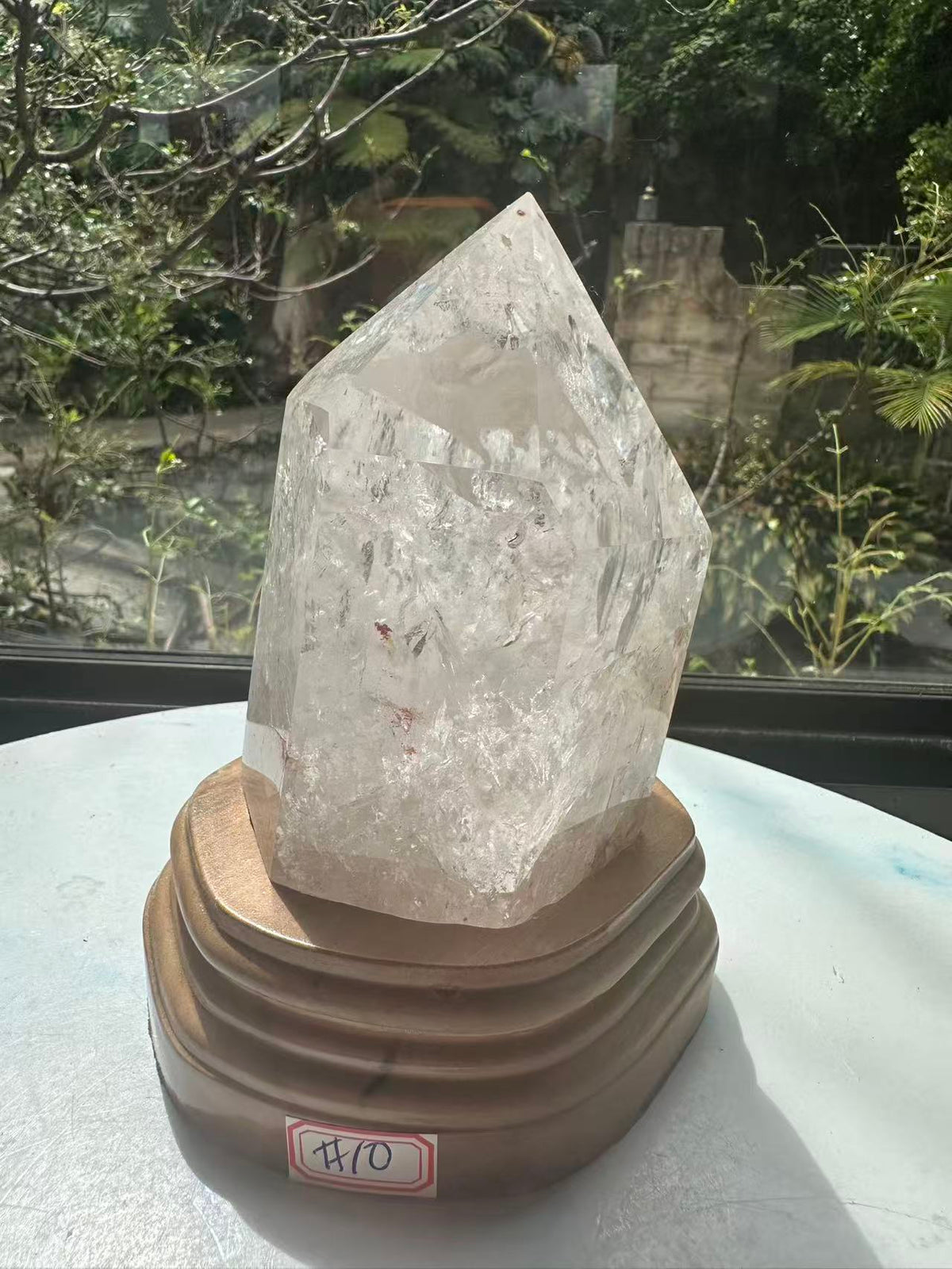 Clear Quartz Tower with Rainbow & Wooden Base | 536g 11.6cm Exact Piece #10