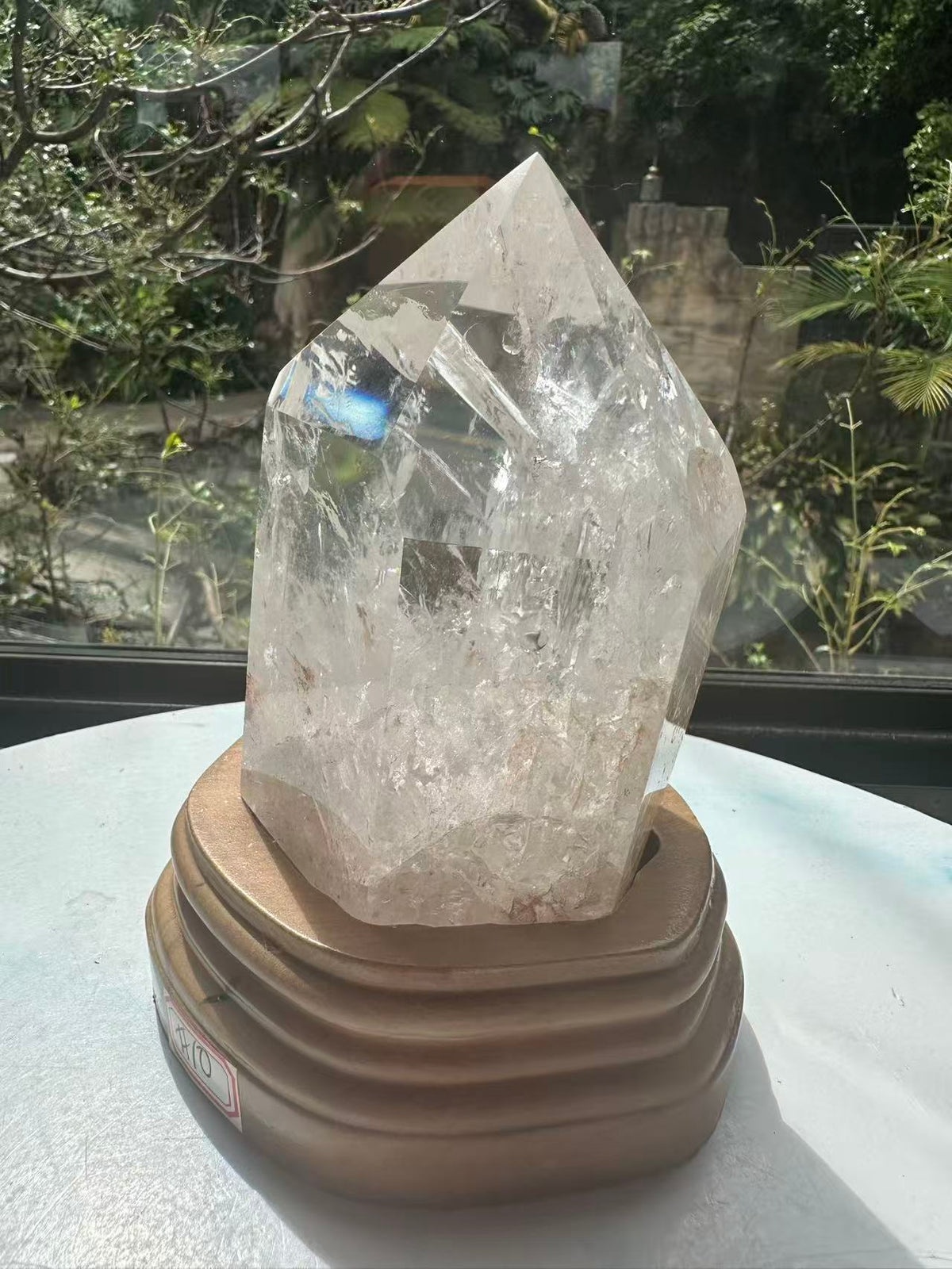 Clear Quartz Tower with Rainbow & Wooden Base | 536g 11.6cm Exact Piece #10
