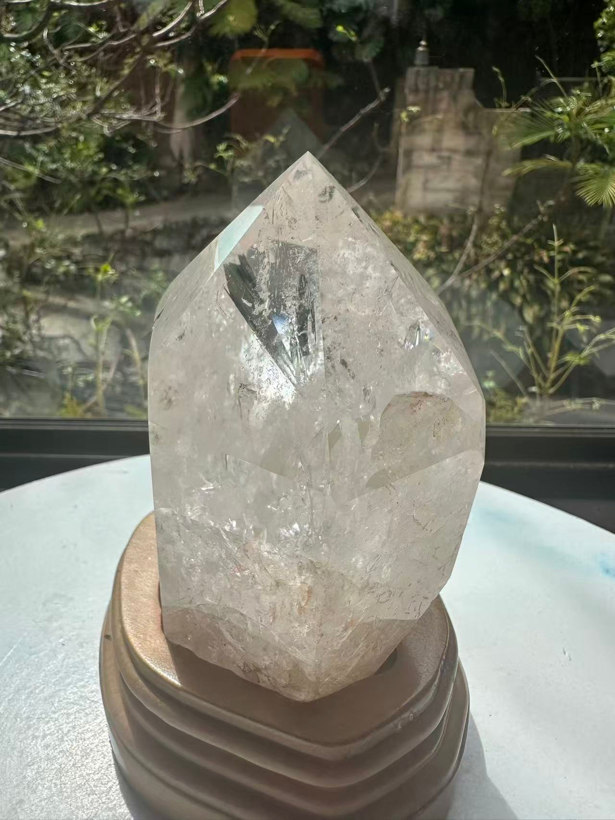 Clear Quartz Tower with Rainbow & Wooden Base | 536g 11.6cm Exact Piece #10