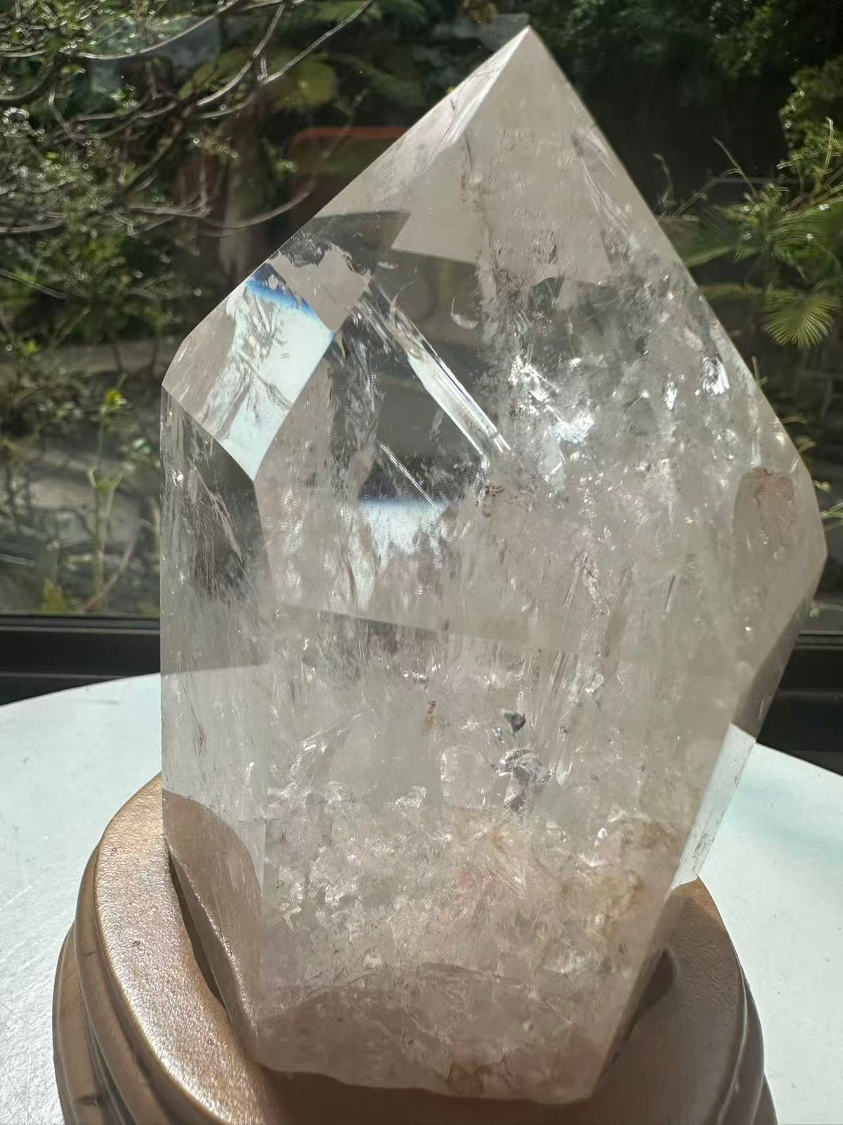 Clear Quartz Tower with Rainbow & Wooden Base | 536g 11.6cm Exact Piece #10