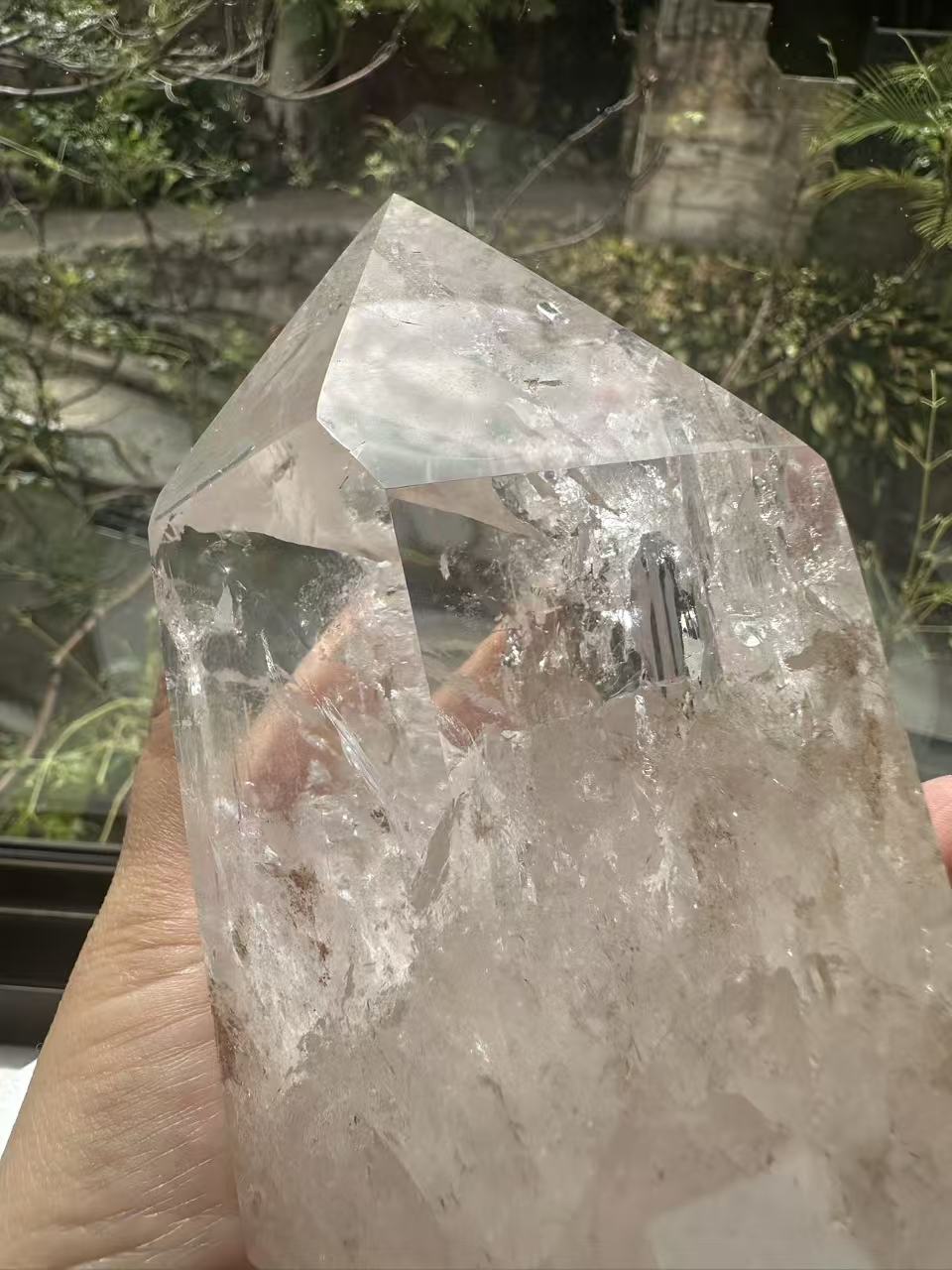 Clear Quartz Tower with Rainbow & Wooden Base | 536g 11.6cm Exact Piece #10