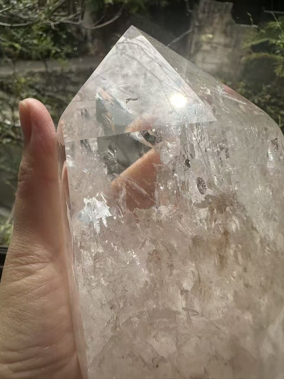 Clear Quartz Tower with Rainbow & Wooden Base | 536g 11.6cm Exact Piece #10