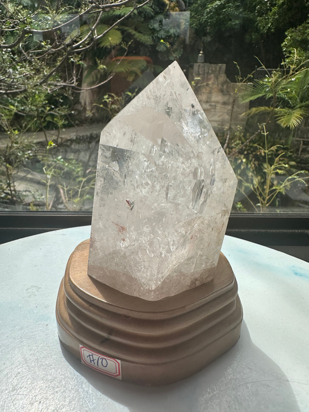 Clear Quartz Tower with Rainbow & Wooden Base | 536g 11.6cm Exact Piece #10