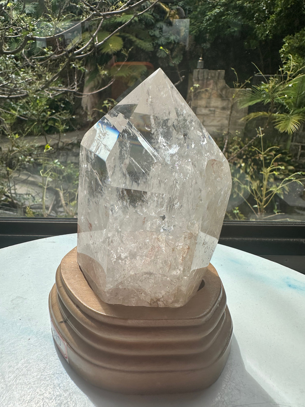 Clear Quartz Tower with Rainbow & Wooden Base | 536g 11.6cm Exact Piece #10