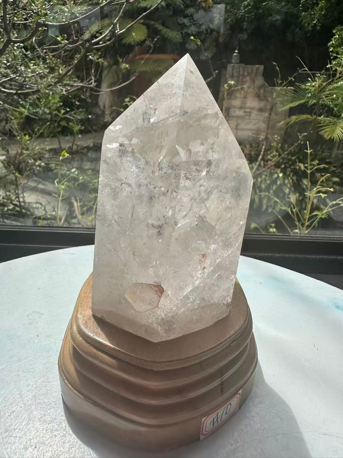 Clear Quartz Tower with Rainbow & Wooden Base | 536g 11.6cm Exact Piece #10