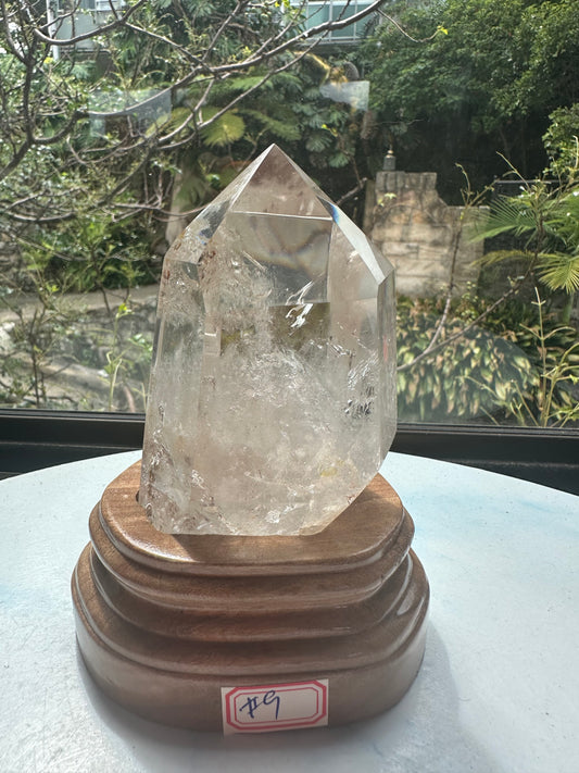 Solid Clear Quartz Tower with Custom Base (528g) - Exact Piece #9