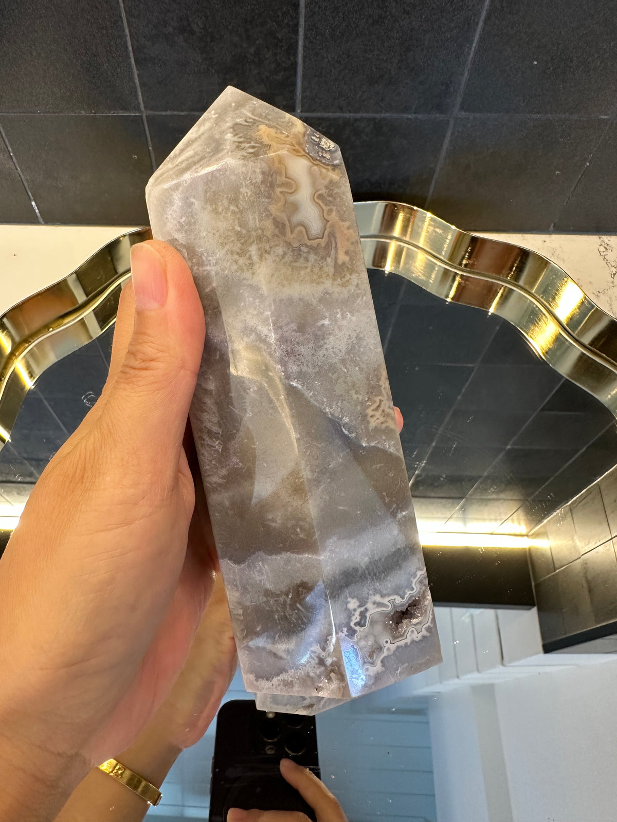 Flower Agate Tower with Blossom Inclusions | 841g 15.4cm Exact Piece #11