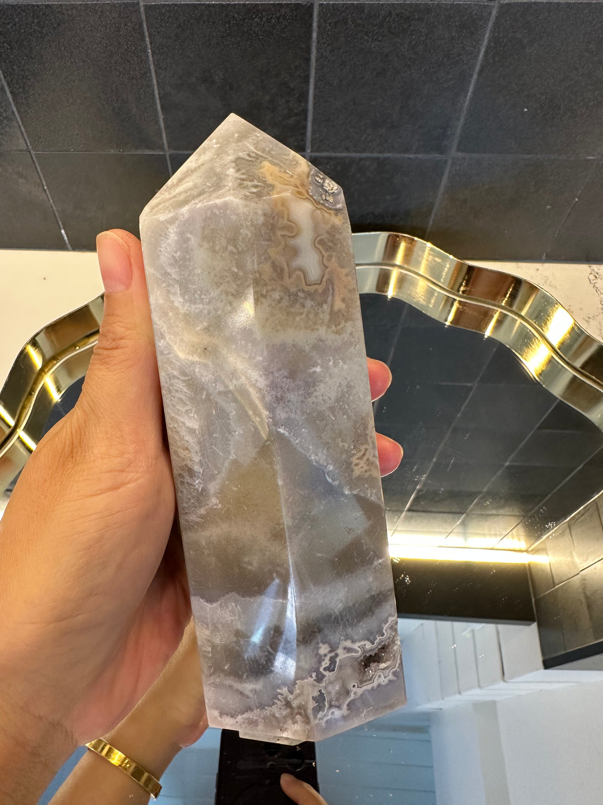 Flower Agate Tower with Blossom Inclusions | 841g 15.4cm Exact Piece #11