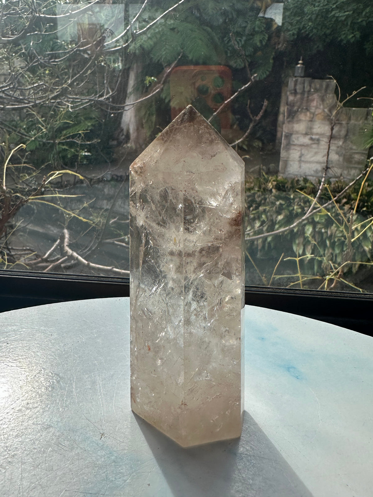 Garden Quartz (Lodolite) Tower – 366g, Rainbows #10 — exact crystal, view 11 of 13
