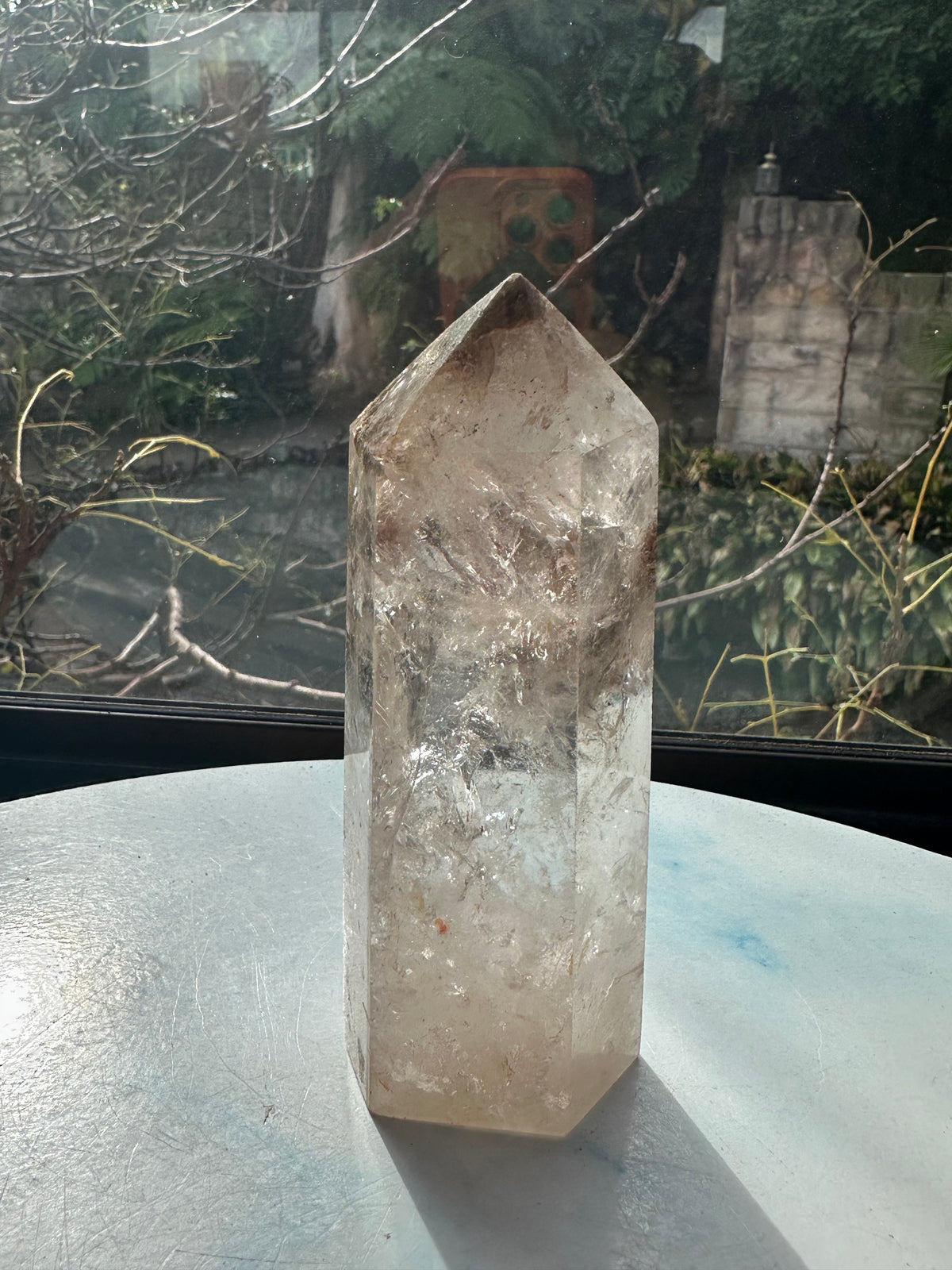 Garden Quartz (Lodolite) Tower – 366g, Rainbows #10 — exact crystal, view 12 of 13