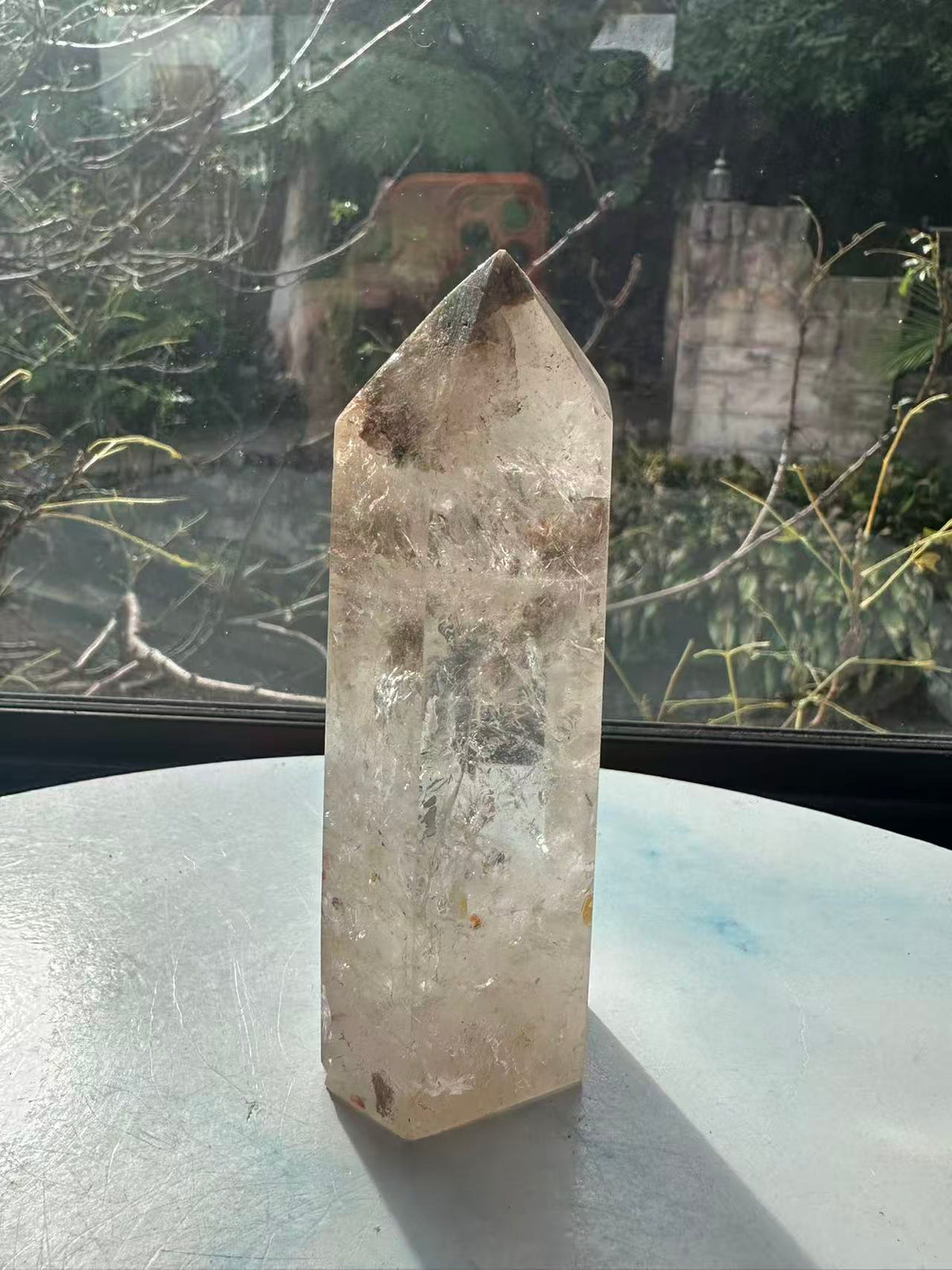 Garden Quartz (Lodolite) Tower – 366g, Rainbows #10 — exact crystal, view 13 of 13