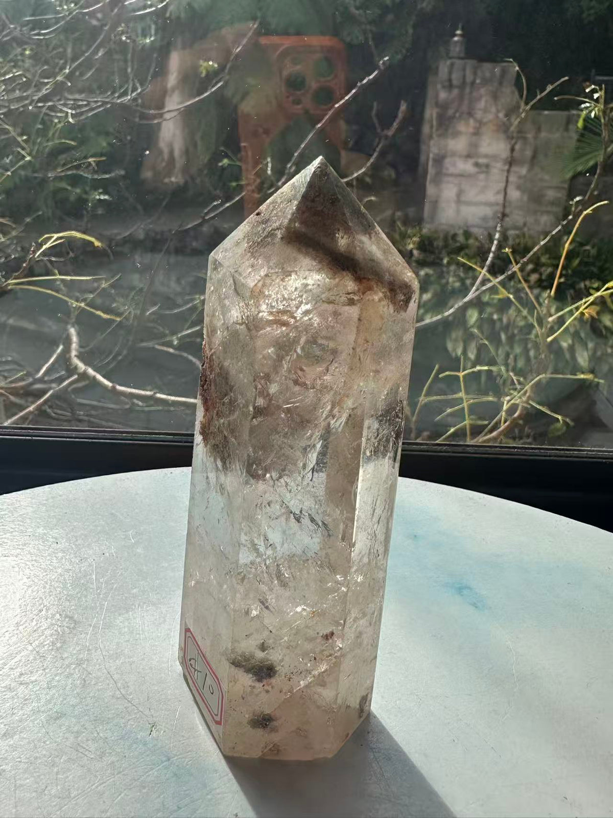 Garden Quartz (Lodolite) Tower – 366g, Rainbows #10 — exact crystal, view 4 of 13