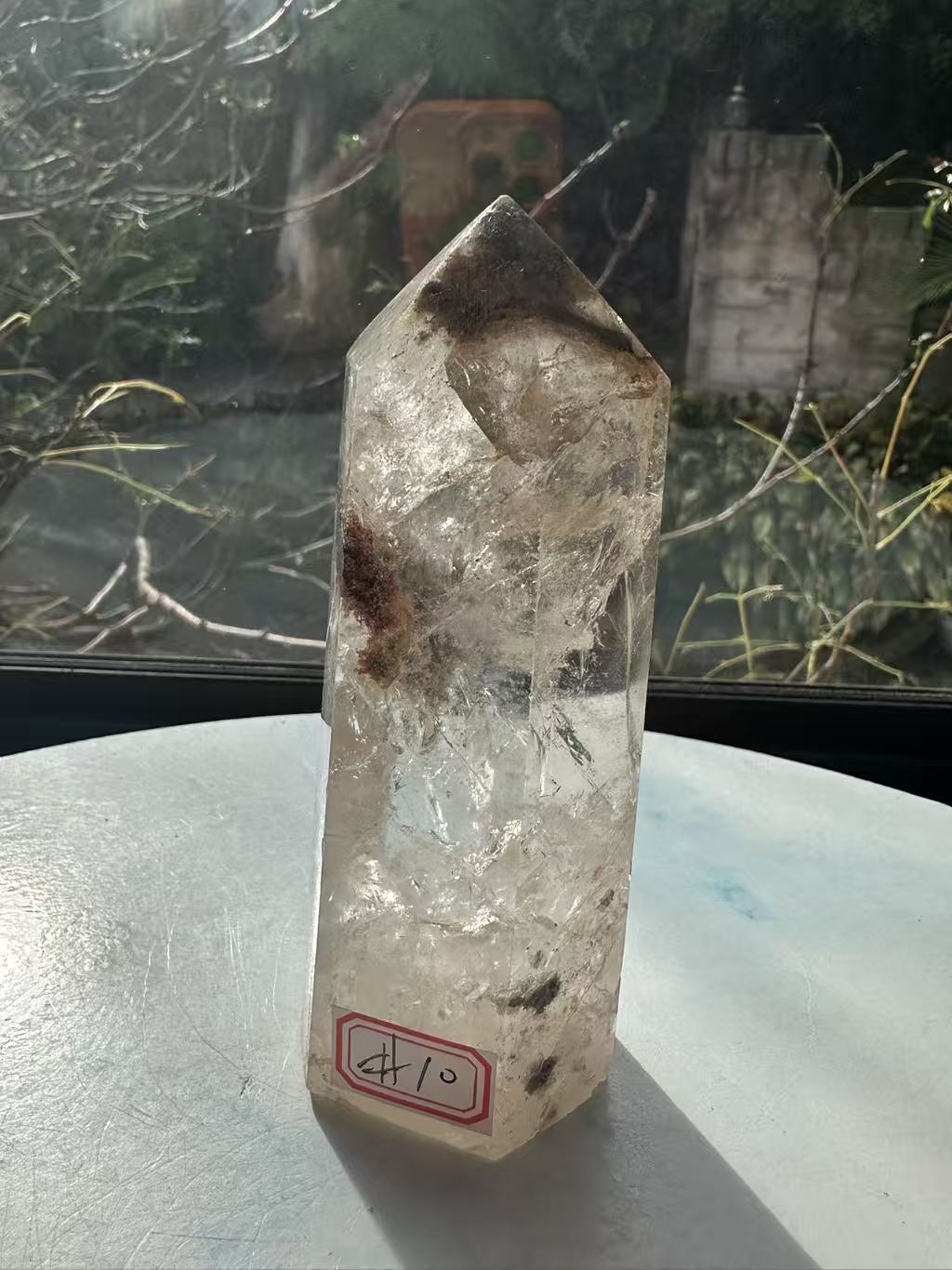 Garden Quartz (Lodolite) Tower – 366g, Rainbows #10 — exact crystal, view 5 of 13