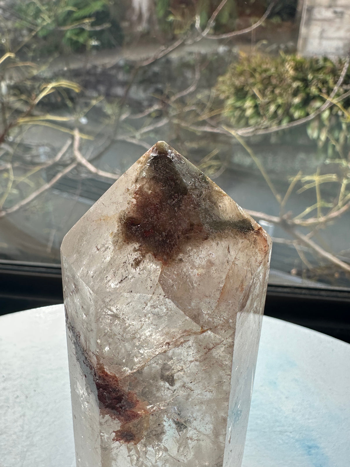 Garden Quartz (Lodolite) Tower – 366g, Rainbows #10 — exact crystal, view 8 of 13