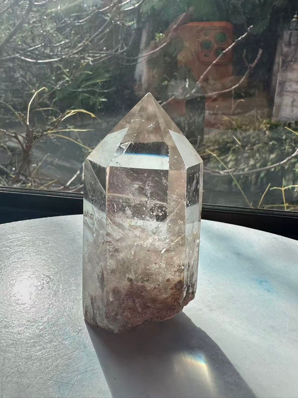 Garden Quartz (Lodolite) Tower – 318g, Rainbows #11 — exact crystal, view 3 of 12