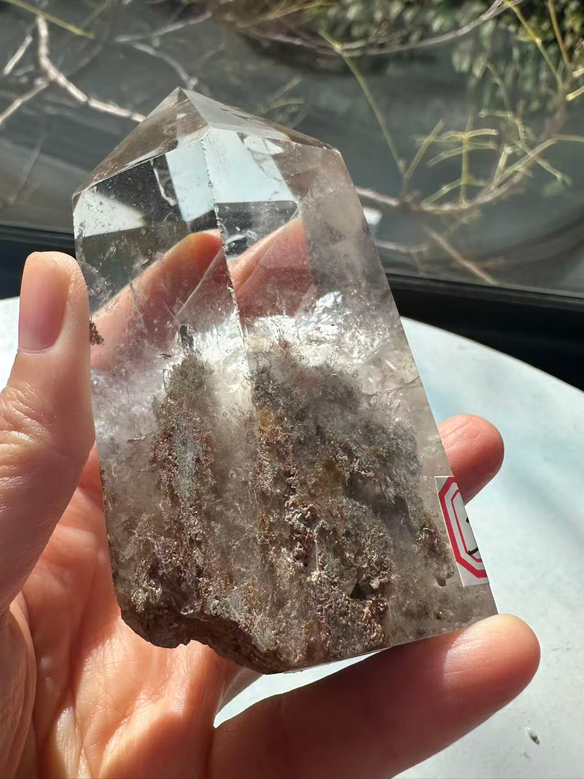 Garden Quartz (Lodolite) Tower – 318g, Rainbows #11 — exact crystal, view 10 of 12