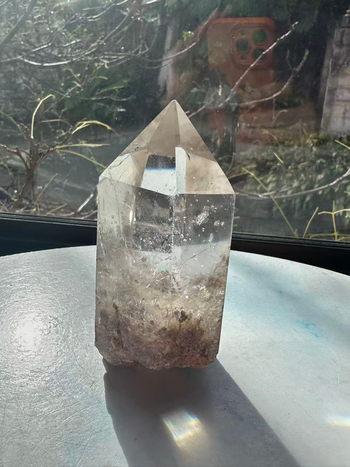 Garden Quartz (Lodolite) Tower – 318g, Rainbows #11 — exact crystal, view 5 of 12