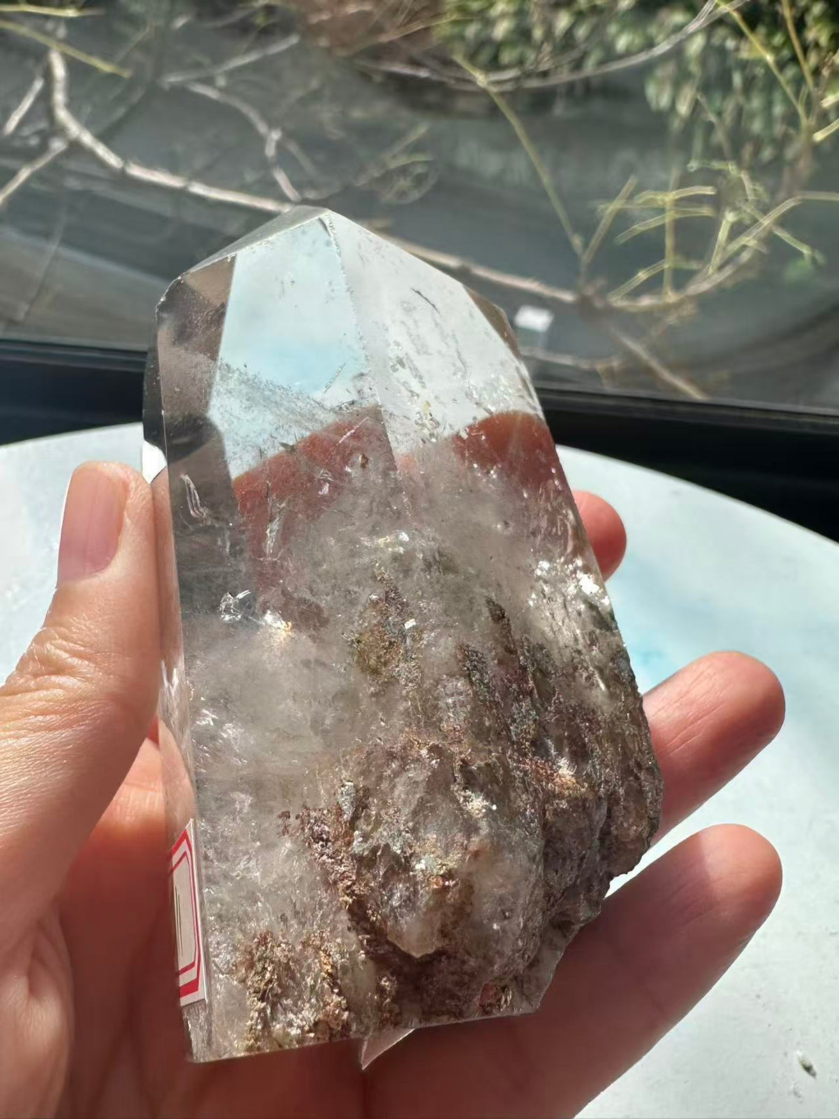 Garden Quartz (Lodolite) Tower – 318g, Rainbows #11 — exact crystal, view 9 of 12