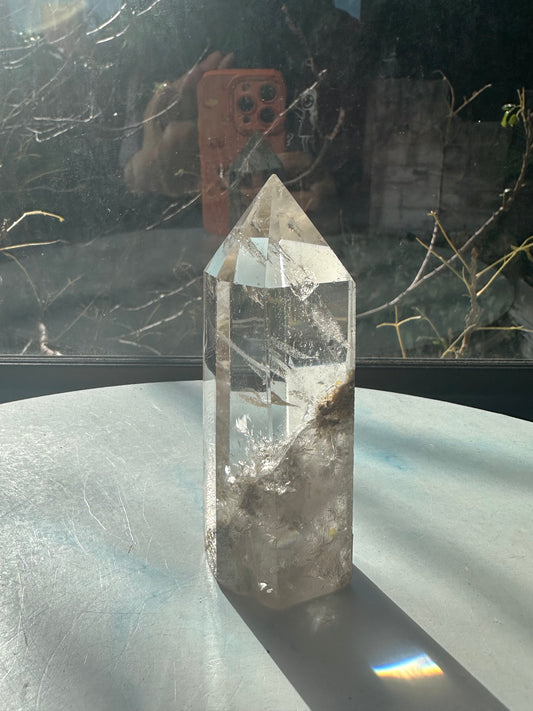 Rare Natural Large Garden Quartz Tower | Lodolite Crystal Point with Rainbows #12