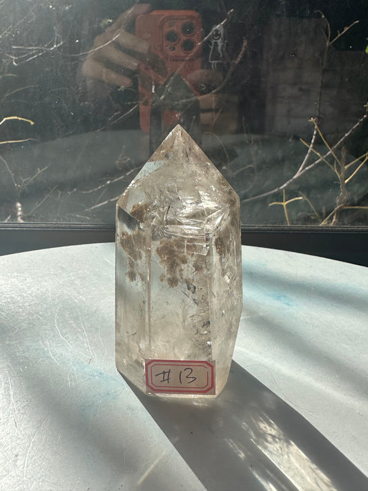 Rare Natural Large Garden Quartz Tower | Lodolite Crystal Point with Rainbows #13