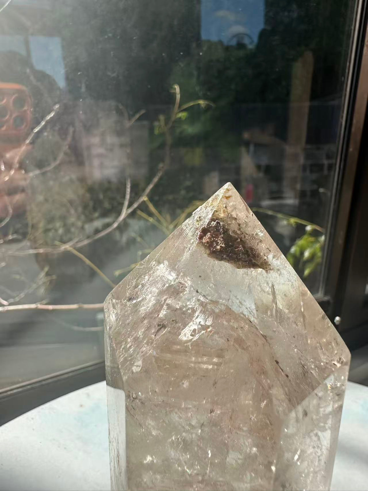 Garden Quartz (Lodolite) Tower – 735g, Rainbows #16 — exact crystal, view 9 of 9