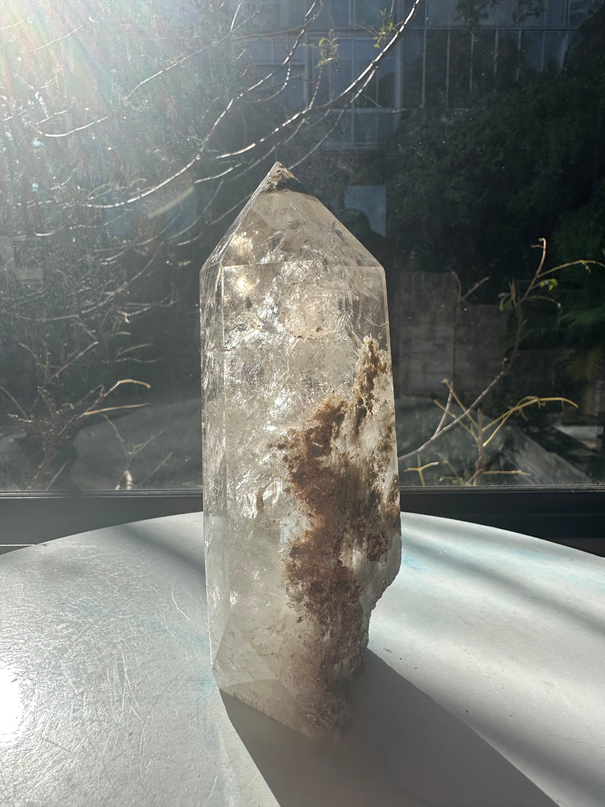 Garden Quartz (Lodolite) Tower – 735g, Rainbows #16 — exact crystal, view 2 of 9