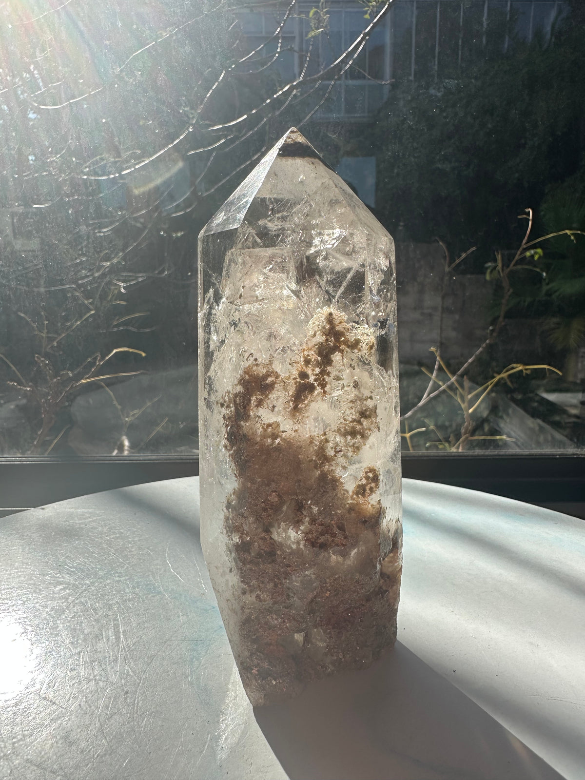 Garden Quartz (Lodolite) Tower – 735g, Rainbows #16 — exact crystal, view 3 of 9