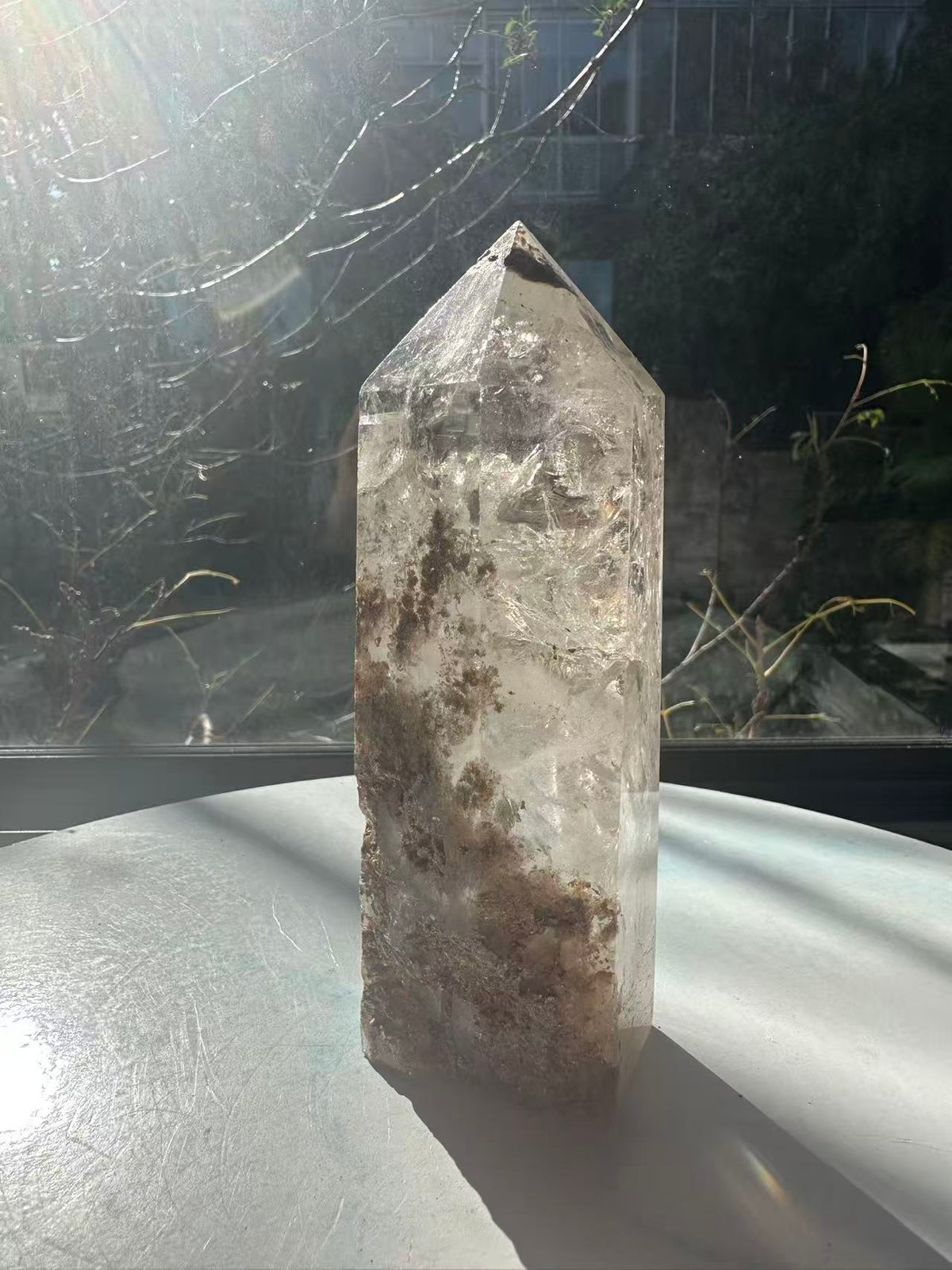 Garden Quartz (Lodolite) Tower – 735g, Rainbows #16 — exact crystal, view 4 of 9