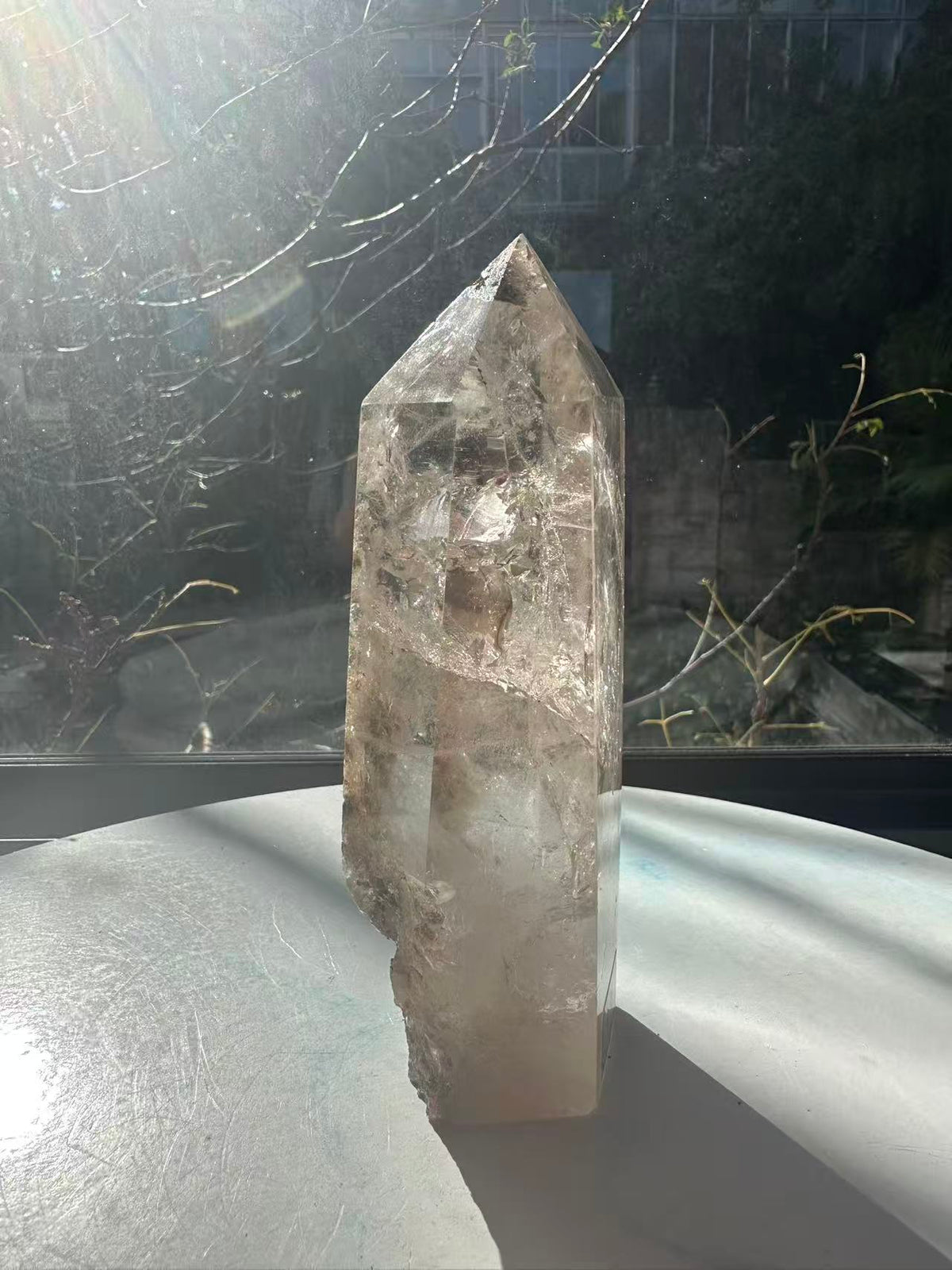 Garden Quartz (Lodolite) Tower – 735g, Rainbows #16 — exact crystal, view 5 of 9