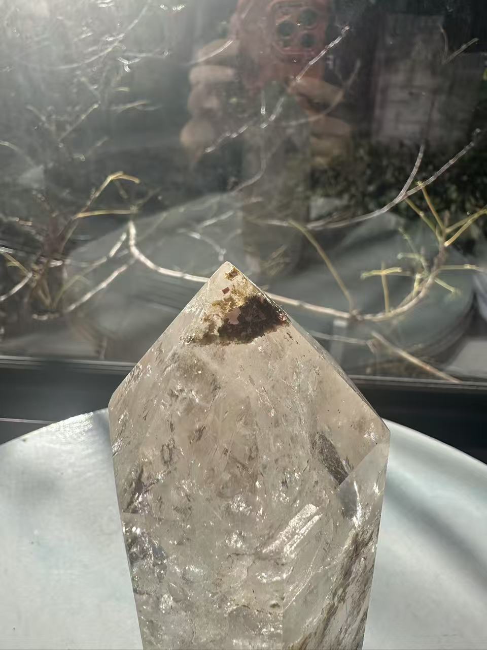Garden Quartz (Lodolite) Tower – 735g, Rainbows #16 — exact crystal, view 8 of 9