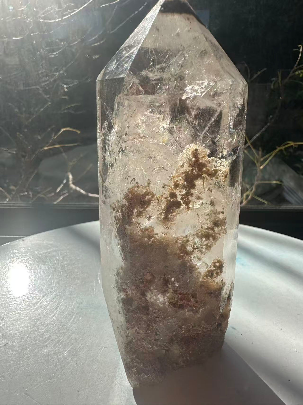 Garden Quartz (Lodolite) Tower – 735g, Rainbows #16 — exact crystal, view 6 of 9